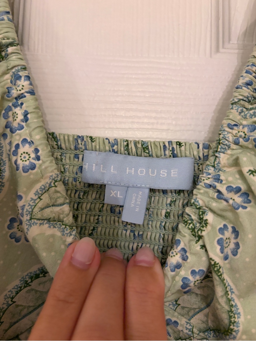 Hill House Light Green Paisley Puff-Sleeve Midi Dress with V-Neck - Picture 3 of 4